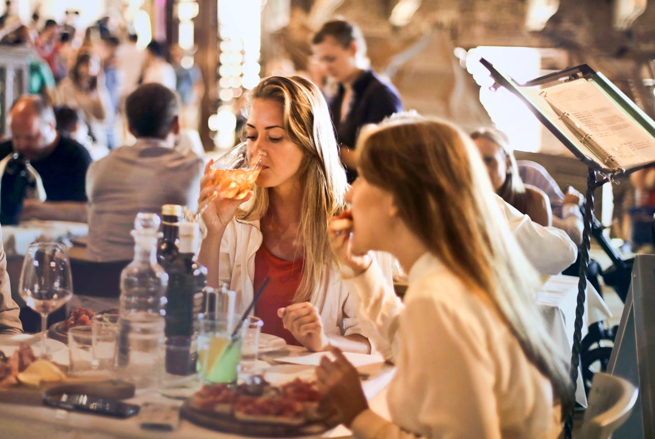 two people eating at a restuarant